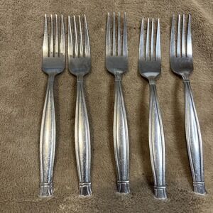Lot of 5 Oneida Ambiance Stainless Steel Flatware Dinner Forks MCM